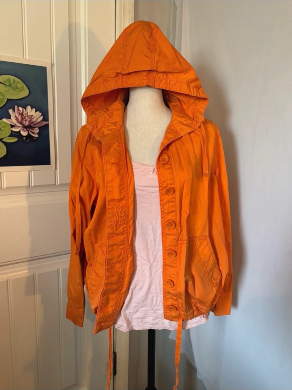 Liz Claiborne Hooded Utility Jacket in Bright Orange